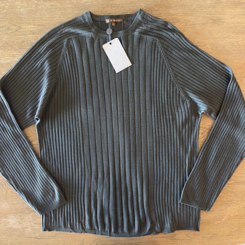 NEW ROBERT BARAKETT 70% Silk /Cotton Melaya Crewneck Sweater-Charcoal Gray-Sz XL